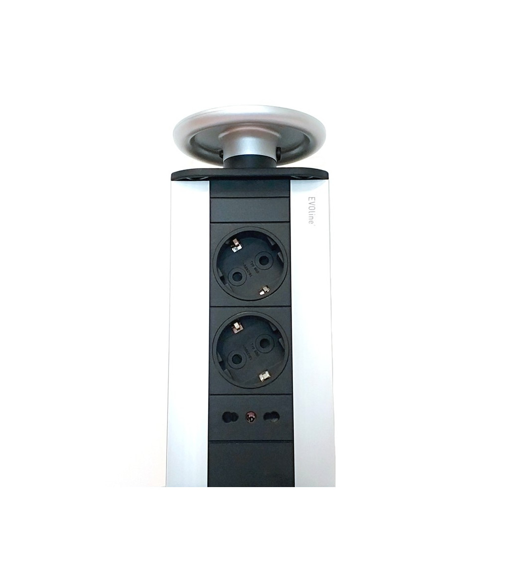 Torre de enchufe retráctil con enchufe múltiple, USB A, USB C, 3