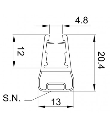 Profile-gasket magnetic 180° for shower box, glass thickness 6-8 mm ...