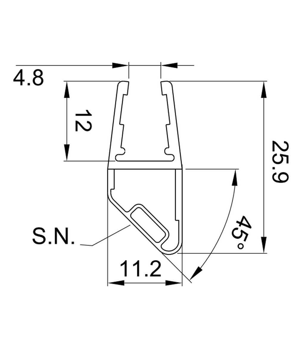 Profil-joint magnétique pour angle 90° pour cabine de douche, épaisseur de  verre 6-8 mm, longueur 2200 mm 8PT8-60/61