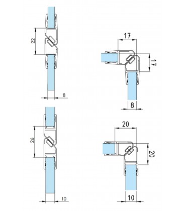 Häfele Joint de porte en verre Magnétique Douche 135° Joint Aimant 8-10 MM