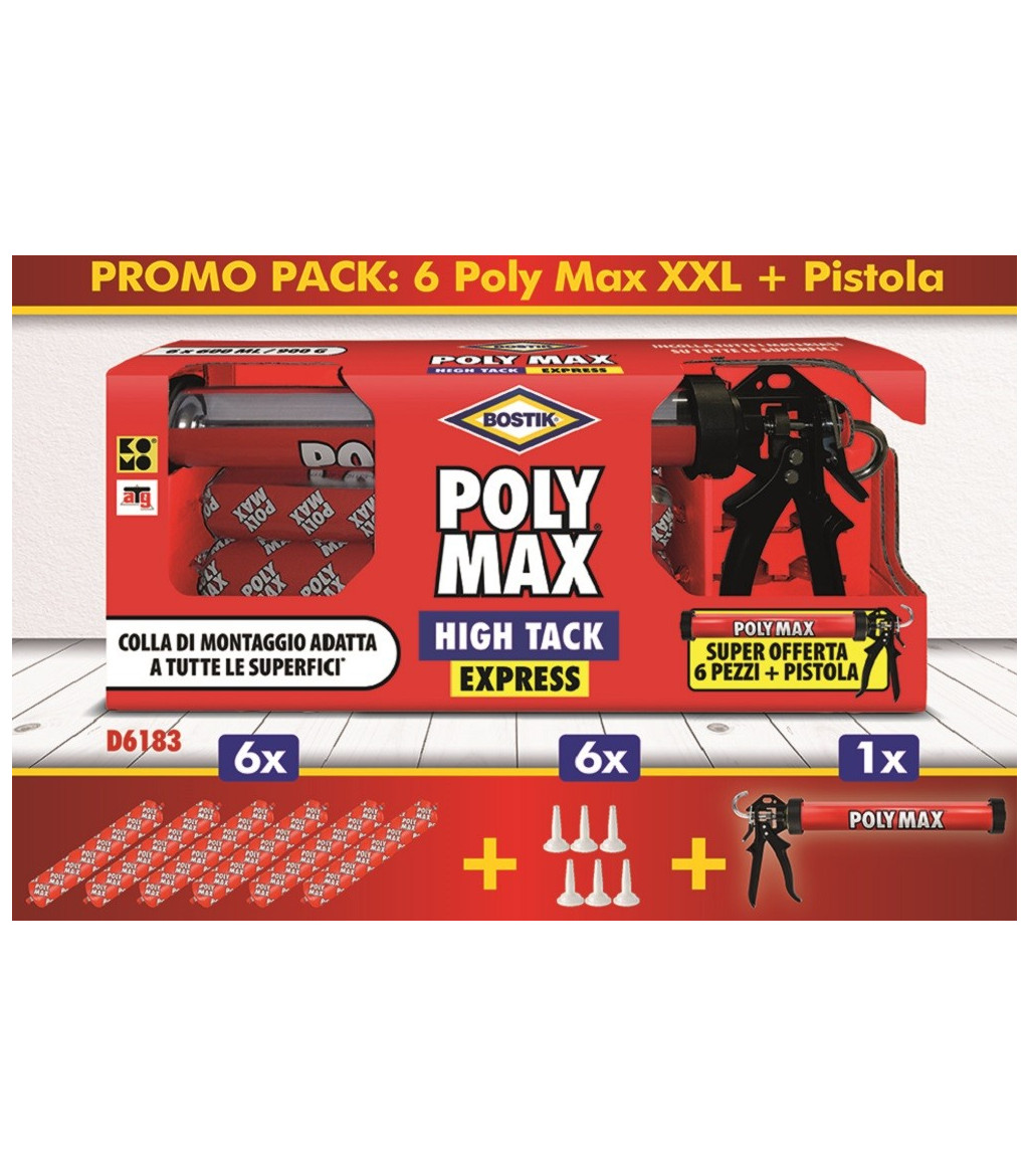 Bostik Poly Max XXL Promo Pack 6 pcs. adhesives and sealants in sausage  format + professional gun
