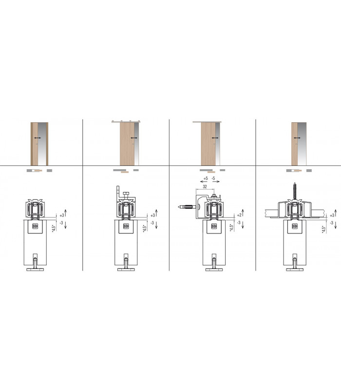 Kit per porta scorrevole binario più carrelli Kg 80-120 Sisco Sistem