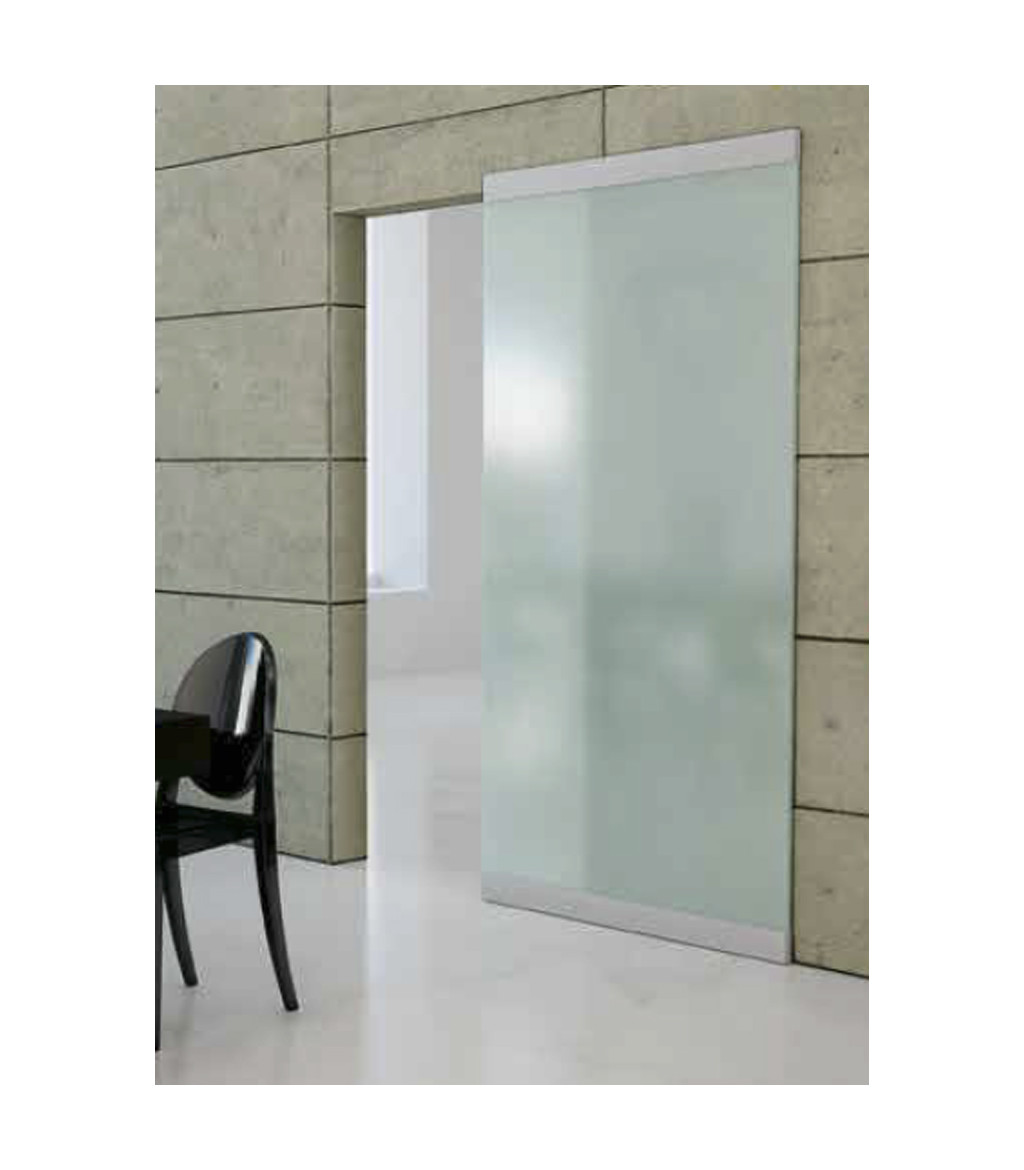 Invisible sliding door system outside the wall with soft-closing Fluid  Magic2 Glass up to 1800 mm Terno Scorrevoli
