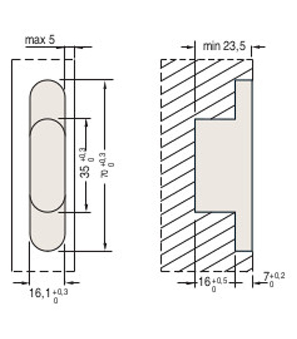 Cerniera da incasso ovale Ceam 829 foro 69,8 x 15,9 mm