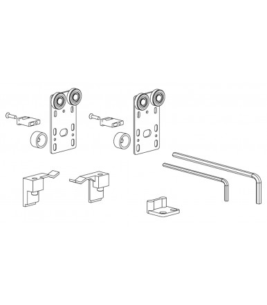 Ensemble complet K.1296.2.10.3 pour porte coulissante suspendue en bois, capacité de charge 80 Kg