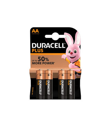 Pack de 4 piles alcalines Duracell Plus AA-LR6-MN1500