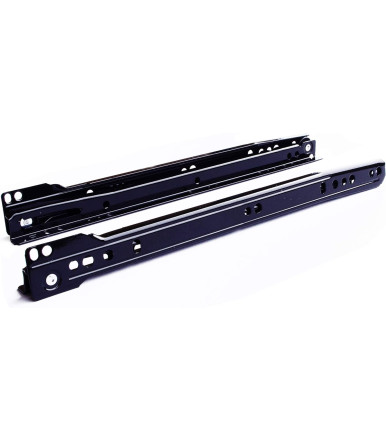 Pair of sliding guides for drawers with a capacity of 25 kg, painted black